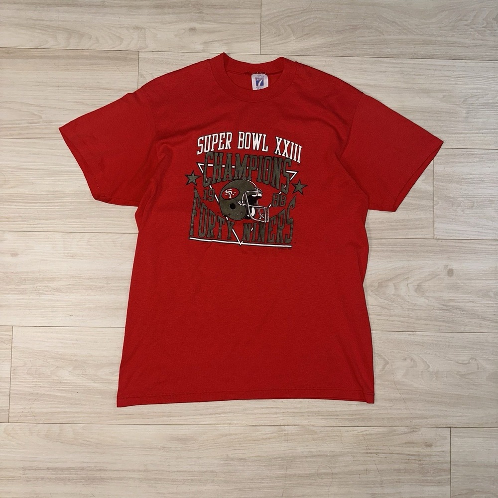 San Francisco 49ERS NFC 1988 Champions T Shirt thin vtg 80's single‎ Red Retro